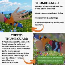 Load image into Gallery viewer, Image explaining the difference between thumb guards and cuffed thumb guards
