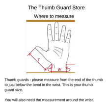 Load image into Gallery viewer, Diagram to show how to measure for a thumb guard at The Thumb Guard Store
