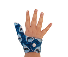 Load image into Gallery viewer, Shark theme thumb guard. Stop thumb sucking habit. Animal Thumb Guards Collection

