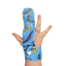 Load image into Gallery viewer, Finger guard for children who want to stop finger sucking.  Caterpillar themed fabric
