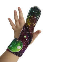 Load image into Gallery viewer, Finger guard for children who want to stop finger sucking.  Galaxy themed fabric
