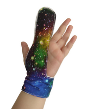 Load image into Gallery viewer, Finger guard for children who want to stop finger sucking.  Galaxy themed fabric
