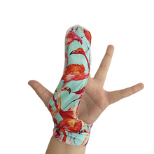 Load image into Gallery viewer, Finger guard for children who want to stop finger sucking.   Flamingo themed fabric
