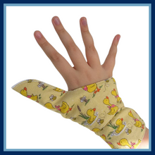 Load image into Gallery viewer, Baby and toddler thumb guard with cuff. Jersey/flannel duck fabric

