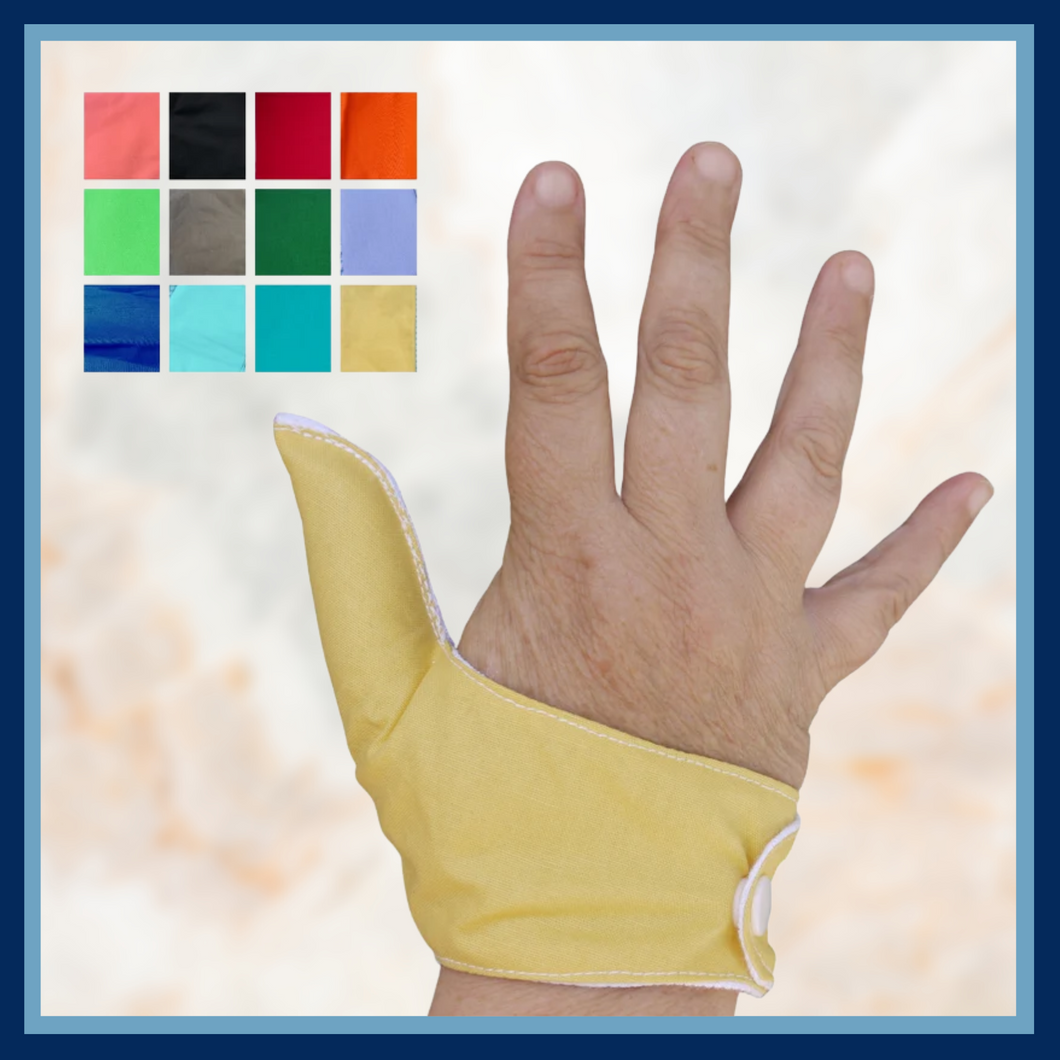 Thumb Guard for adults preferring plain fabrics. Stop thumb sucking or skin picking. Choice of colours.