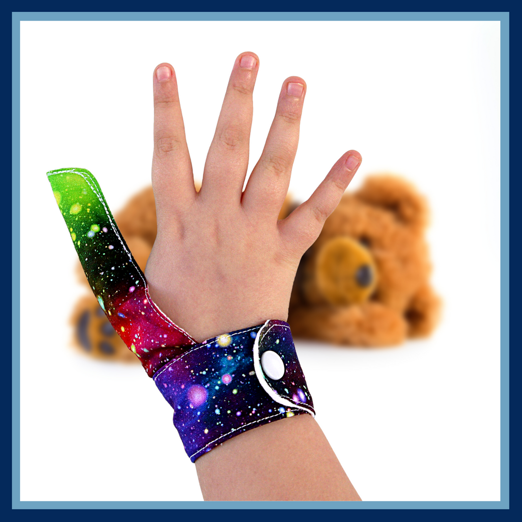 Thumb Guard to help stop thumb sucking. Thumb cover with single wrist strap. End sucking habits in children and adults