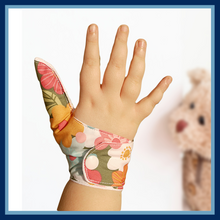 Load image into Gallery viewer, Thumb guard. Thumb sucking thumb glove, floral themed Thumb Guards Collection
