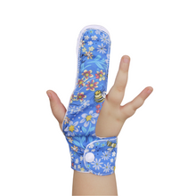 Load image into Gallery viewer, Finger guard for children who want to stop finger sucking.   Blue bee themed fabric
