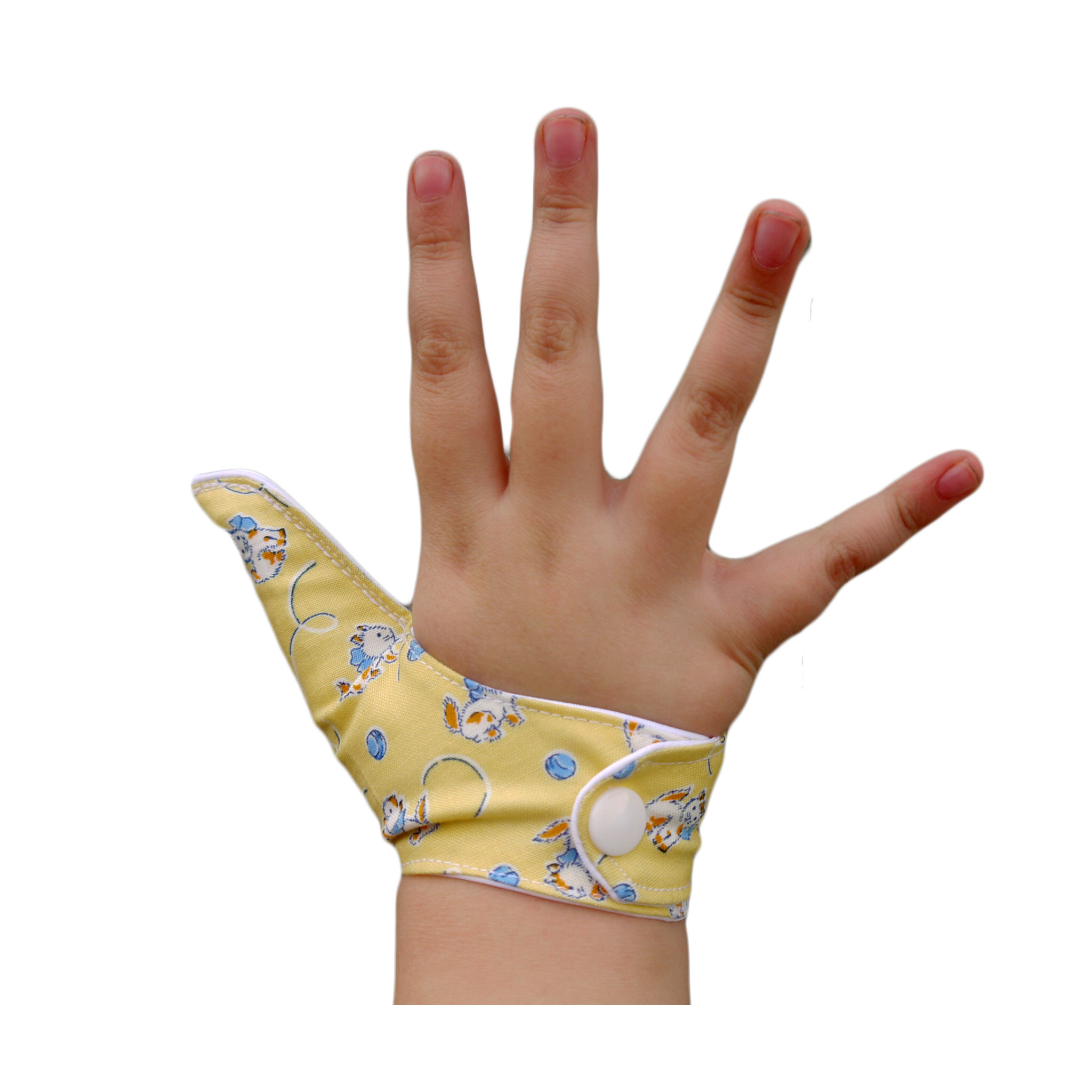 Thumb guard. Stop thumb sucking thumb glove. Kitten (yellow) themed. A –  The Thumb Guard Store
