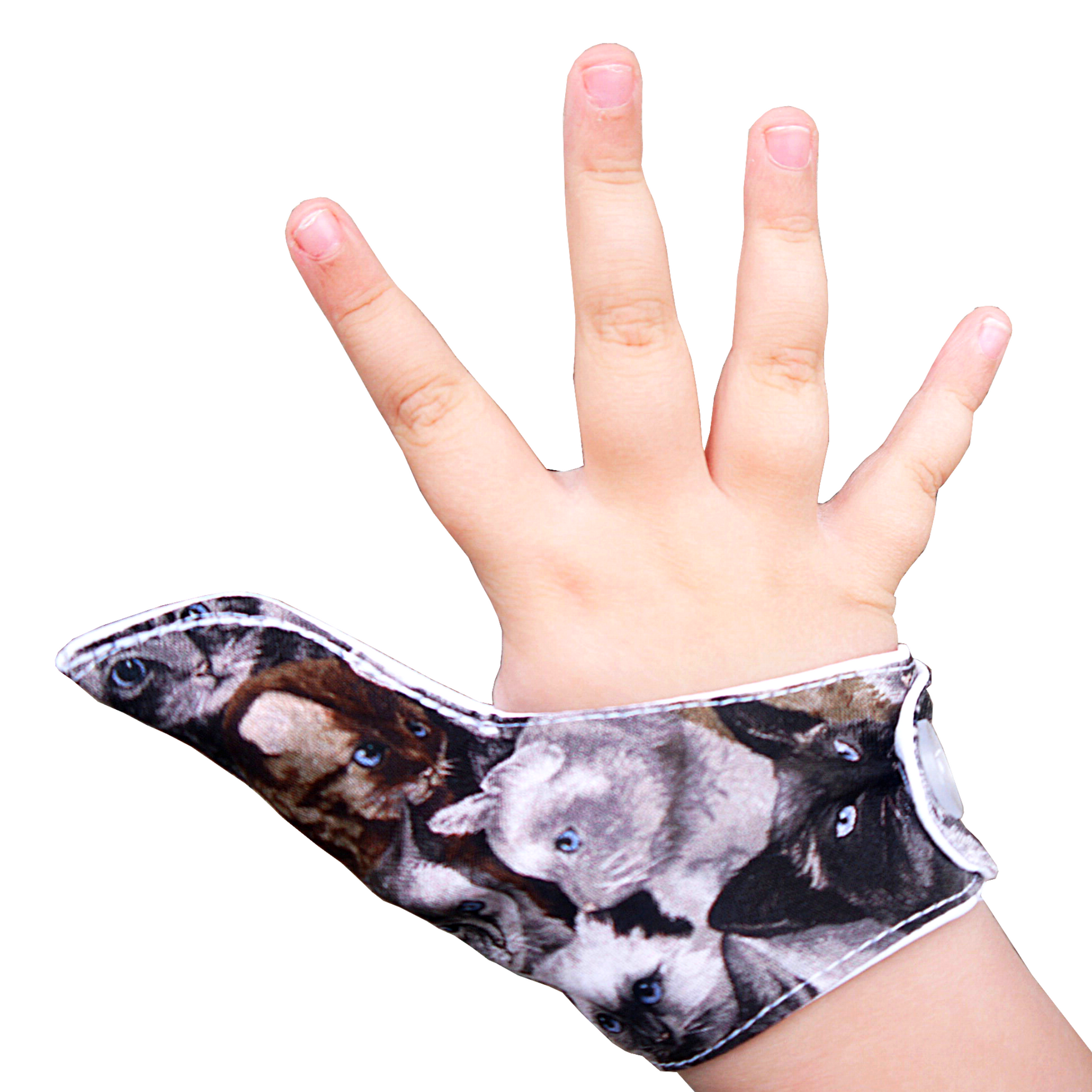 Thumb guard. Stop thumb sucking thumb glove. Kitten (yellow) themed. A –  The Thumb Guard Store