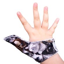 Load image into Gallery viewer, Thumb guard. Thumb sucking thumb glove, cat themed.
