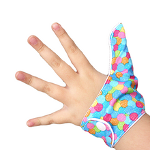 Load image into Gallery viewer, Thumb guard.  Stop thumb sucking thumb glove. colourful honeycomb design
