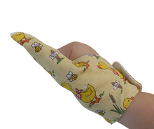 Load image into Gallery viewer, Flannel fabric Thumb Guard, Duck theme. Stop thumb sucking habit.
